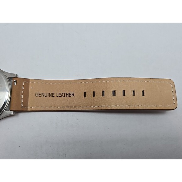 Nomatic Swiss Ronda Day Date Watch 45mm Stainless Brown Leather New Battery Mens - Picture 11 of 12